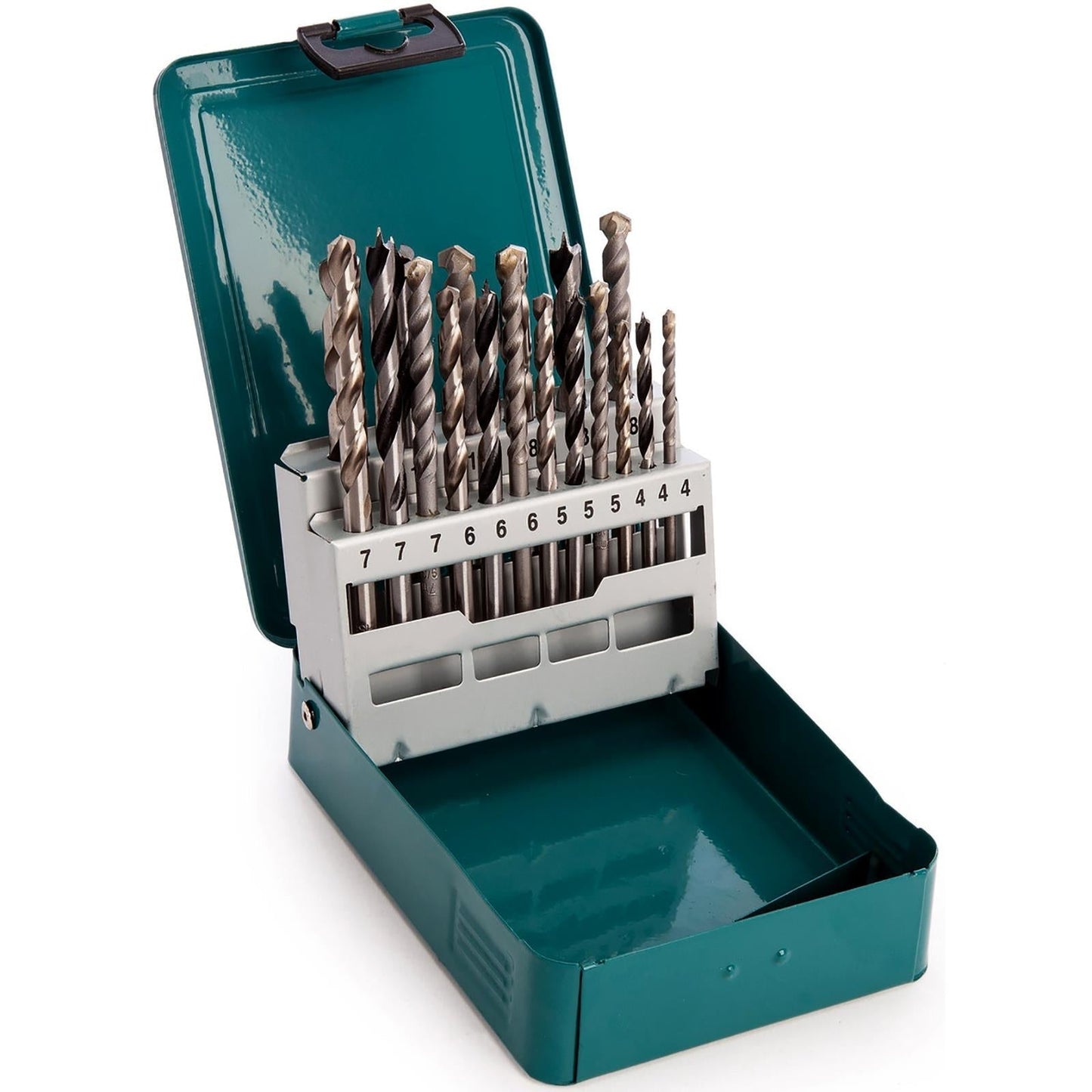 Makita 18-Piece Mixed Drill Bits β 4β10mm for Wood, Concrete & Metal | Metal Case Included