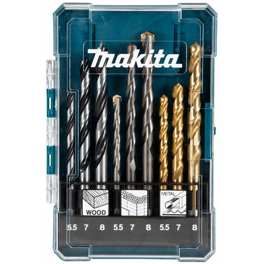 Makita 13-Piece Drill Bit Set – All-Purpose for Wood, Concrete & Metal