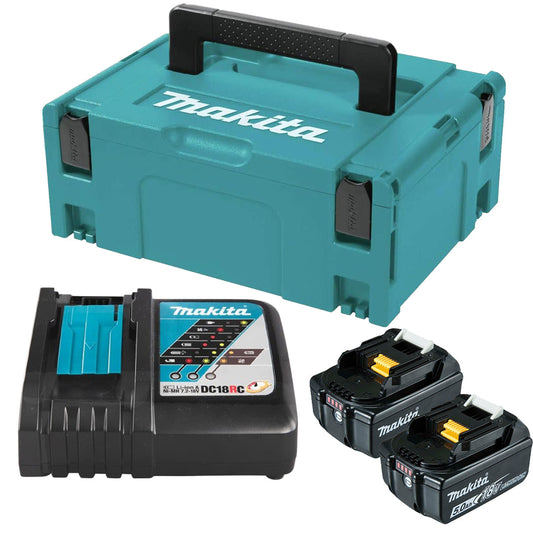 Makita 18V Battery & Rapid Charger Set – Includes Carry Case | Lightweight & Portable
