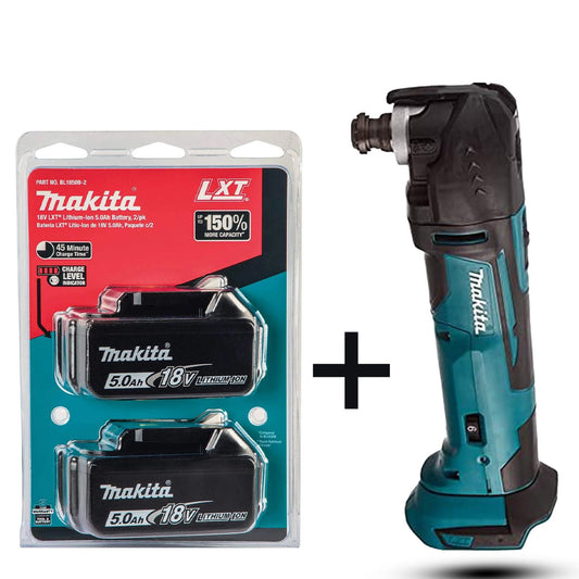 Makita DTM51Z 18V Cordless Multi-Tool Kit – Includes 2x 5.0Ah Batteries | Blue Finish